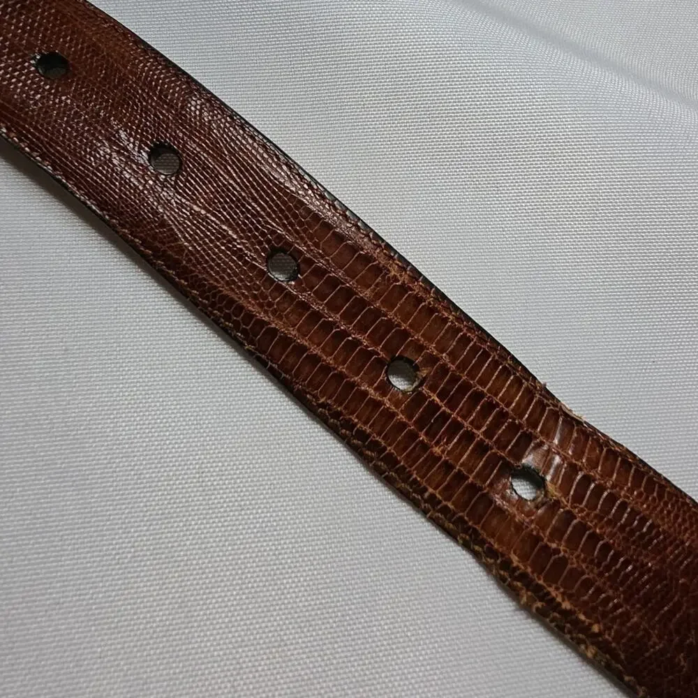 Saks Fifth Ave Unisex Dress Belt 34 Leather Lizard Skin Made in Spain Men Women